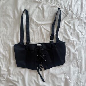 black corset under bust adjustable top